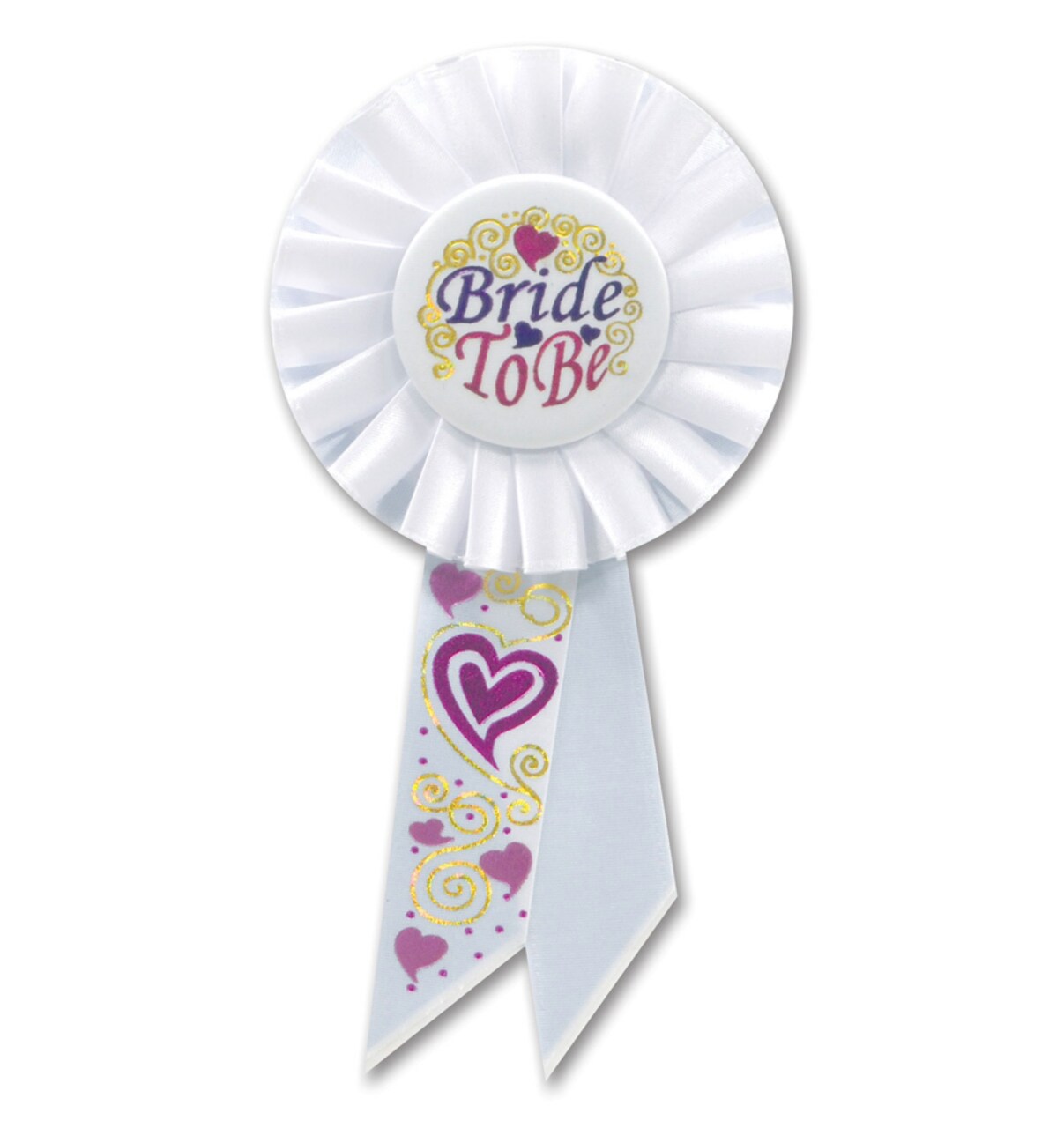 Beistle Pack of 6 White and Purple "Bride to Be" Wedding Shower Celebration Rosette Ribbons 6.5"